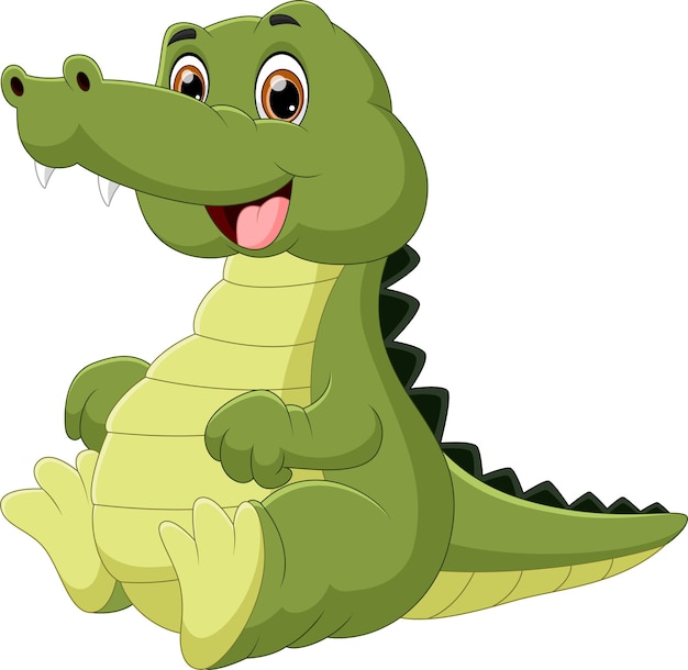 Baby crocodile cartoon on white background