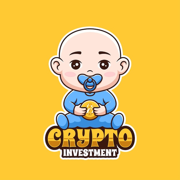 Baby crypto investment future cartoon logo design creativo