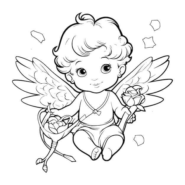 Vector baby cupid coloring pages drawing for kids