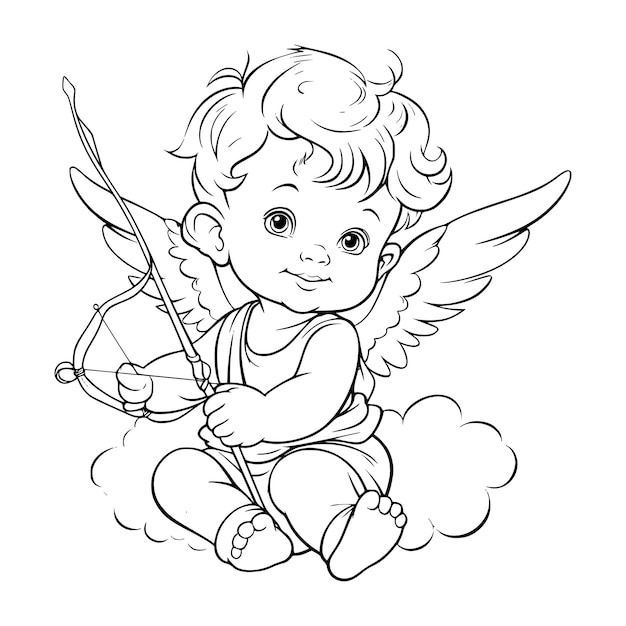 Vector baby cupid coloring pages drawing for kids