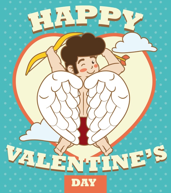 Baby Cupid floating and looking for couples in Valentines Day