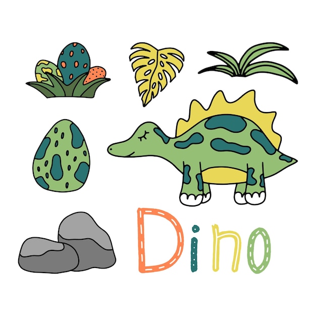 Illustrazione di clipart di vettore della scuola materna del dinosauro sveglio del bambino