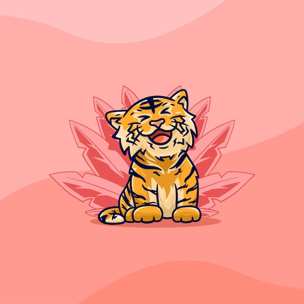 Vector baby cute tiger kawaii inthe late afternoon