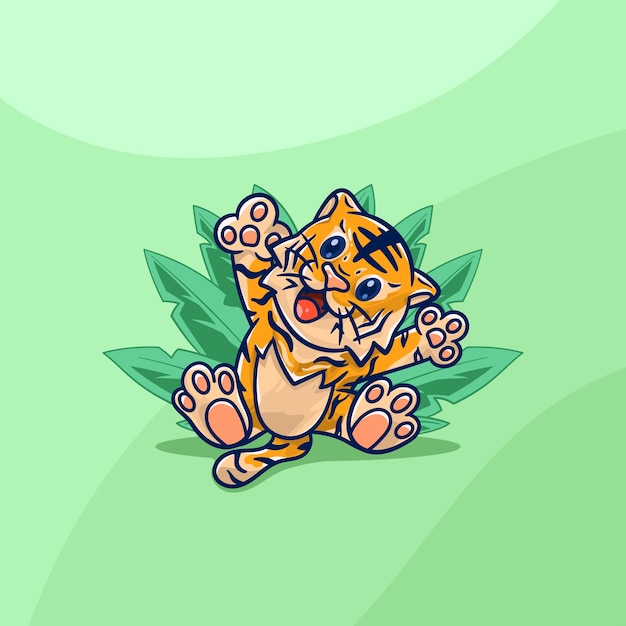 Baby cute tiger kawaii in the jungle