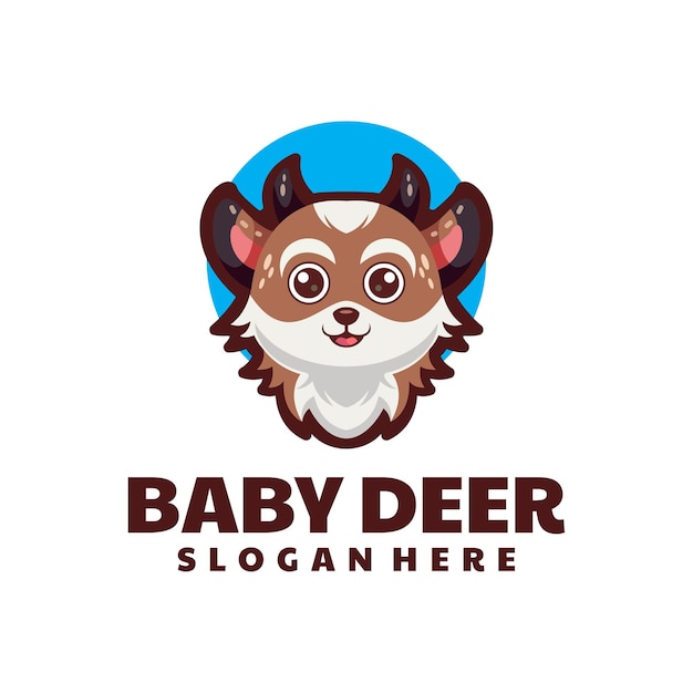 Vector baby deer cartoon character logo