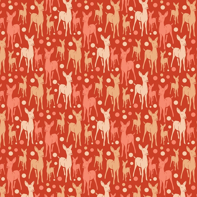 아기 사슴 손으로 그린 패턴 디자인