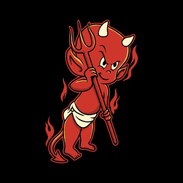 Vector baby devil devil cartoon vector illustration