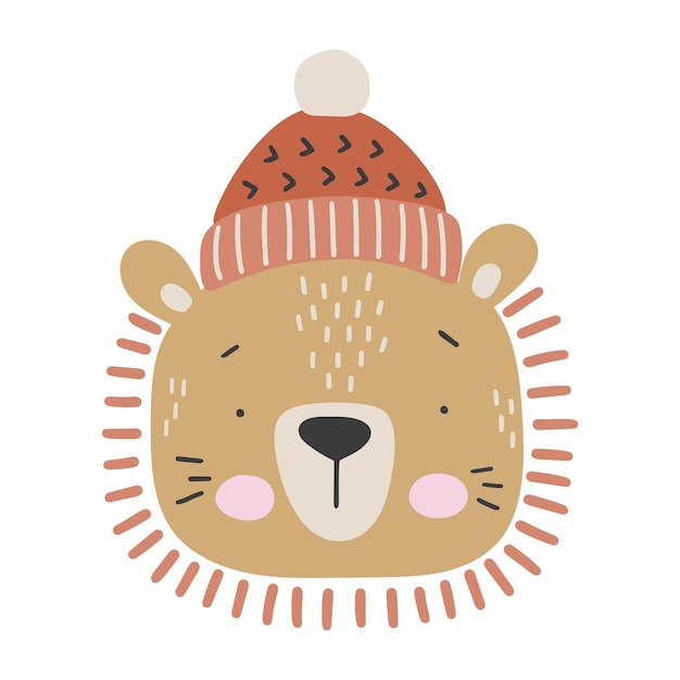 Baby dieren leeuw, winter dier, schattige dieren cartoon vector, dik gekleed dier, schattige leeuw