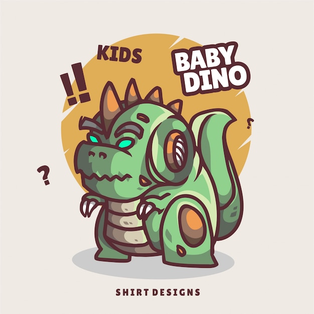 Логотип талисман baby dino mecha