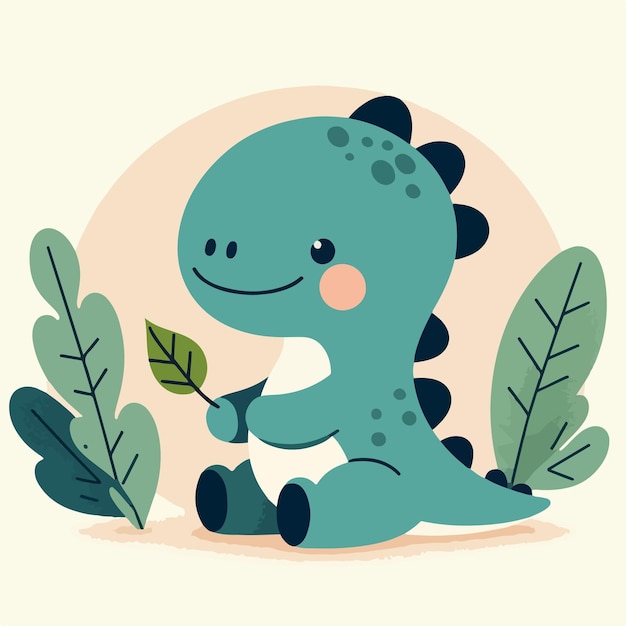 Vector baby dino personage met platte ontwerp stijl