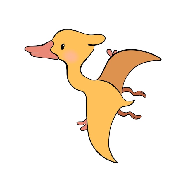 Baby dinosaurus vector illustratie schattig pterodactyl cartoon geïsoleerde leuke dinosaurus dierlijke vector gelukkig...