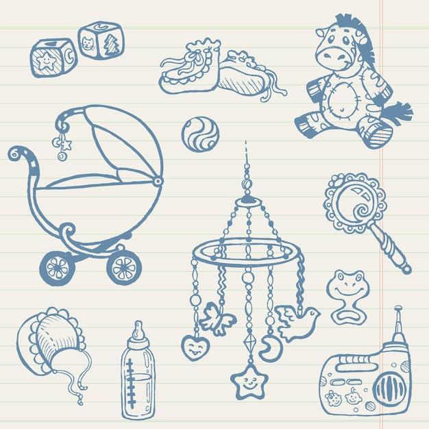 Baby doodles hand drawn collection