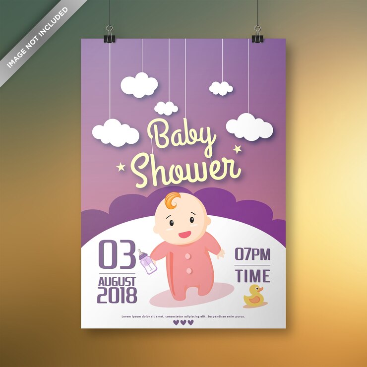 Vector baby douche uitnodiging kaart ontwerp