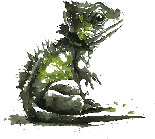 Baby dragon drawn with watercolor, vector, illustrator