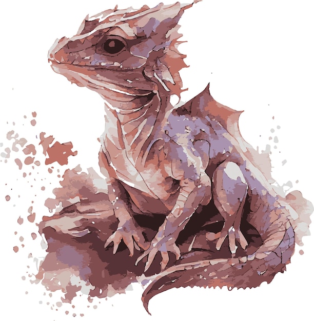 Baby dragon drawn with watercolor, vector, illustrator