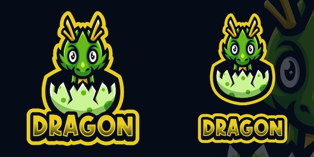 Vector baby dragon hatch mascot gaming logo template for esports streamer facebook youtube