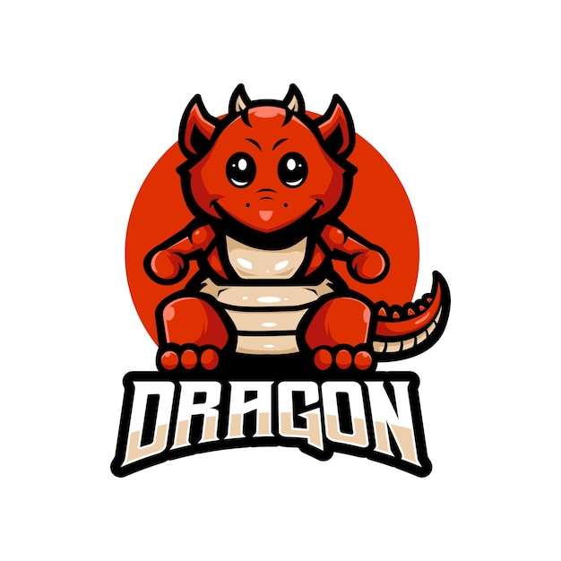 Baby Dragon Mascot Logo Design Vector