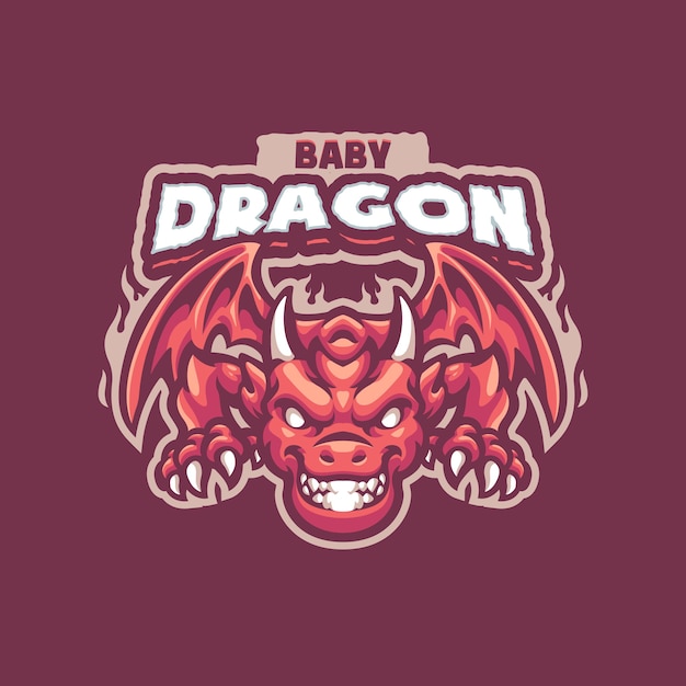 Вектор Логотип baby dragon mascot для киберспортивной и спортивной команды