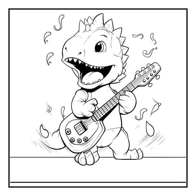 a baby dragon playing guitar