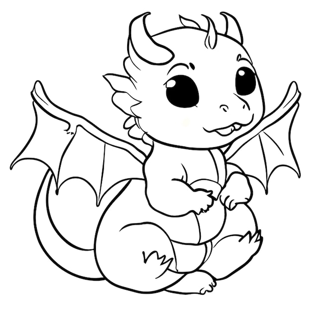 baby dragon vector illustratie lijn kunst