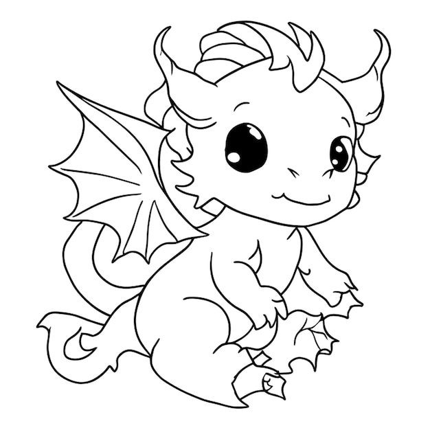 baby dragon vector illustratie lijn kunst