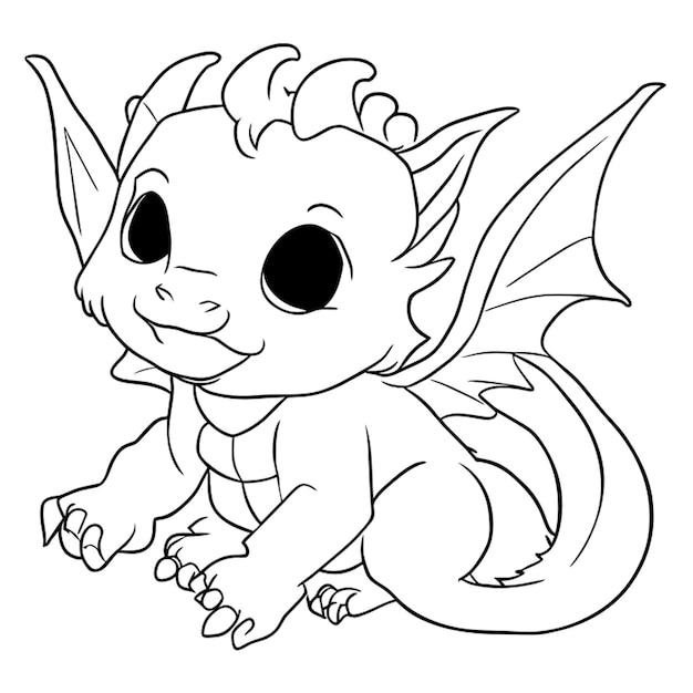 baby dragon vector illustratie lijn kunst