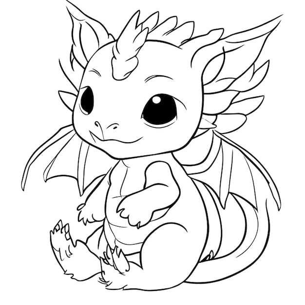 baby dragon vector illustratie lijn kunst