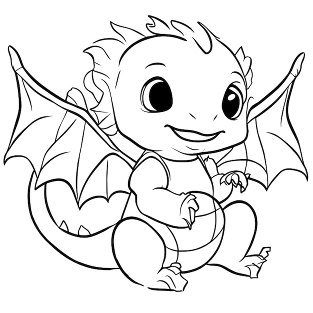 Vector baby dragon vector illustratie lijn kunst