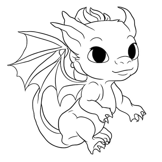 Vector baby dragon vector illustration line art