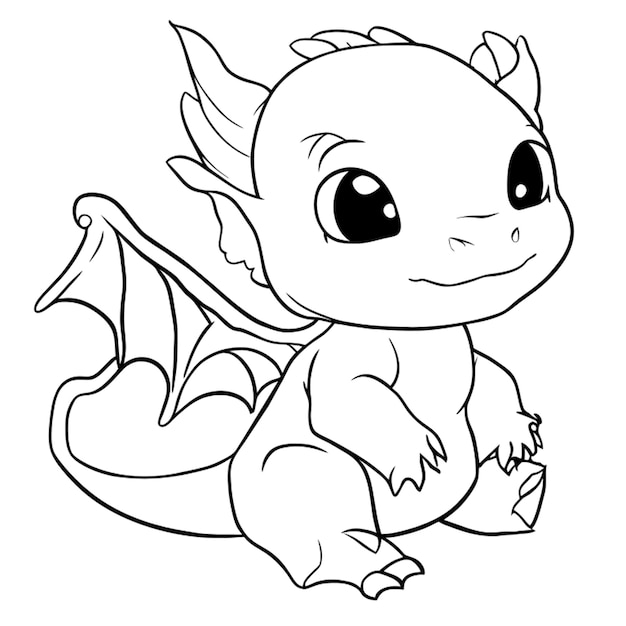 Vector baby dragon vector illustration line art