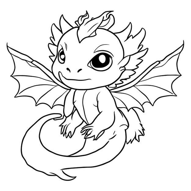 Vector baby dragon vector illustration line art