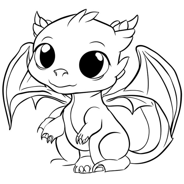 Vector baby dragon vector illustration line art