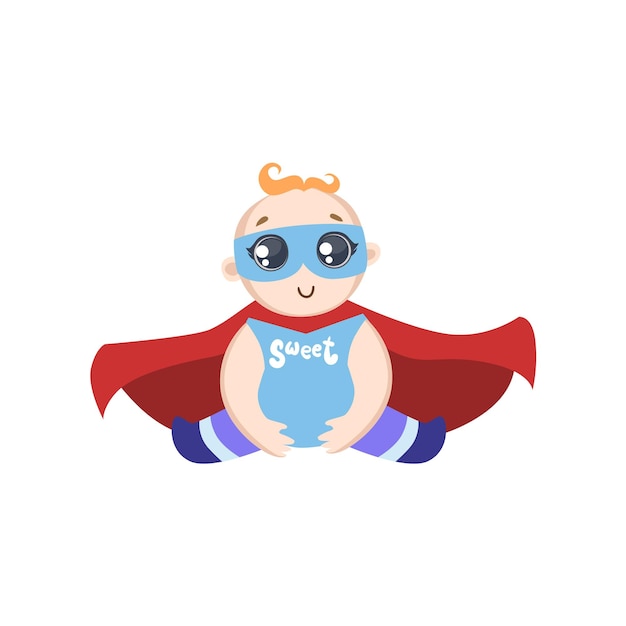 Vector baby dressed as superhero with mask