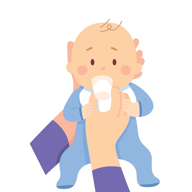 Baby drink melk uit glas