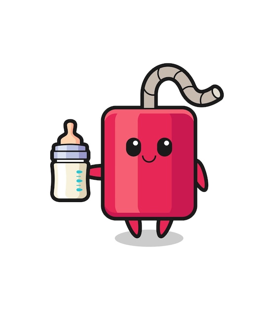 Baby dynamite cartoon character with milk bottle