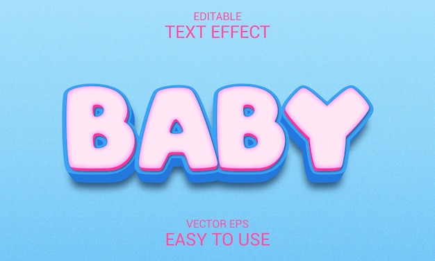 Vector baby editable 3d text effect style