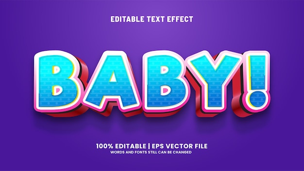 Baby editable text effect colorful 3d style