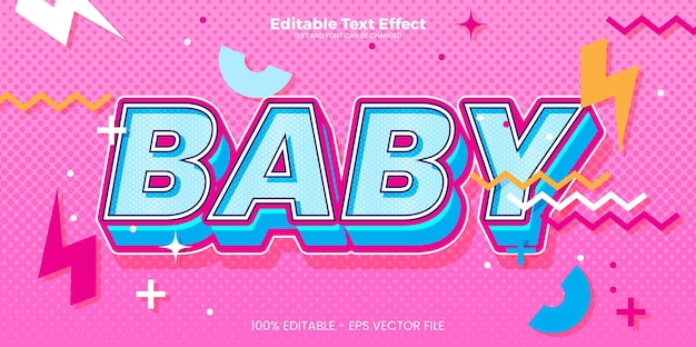 Vector baby editable text effect in memphis trend style