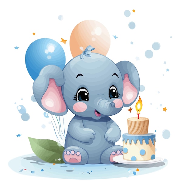 Vettore baby_elephant_birthday_vector