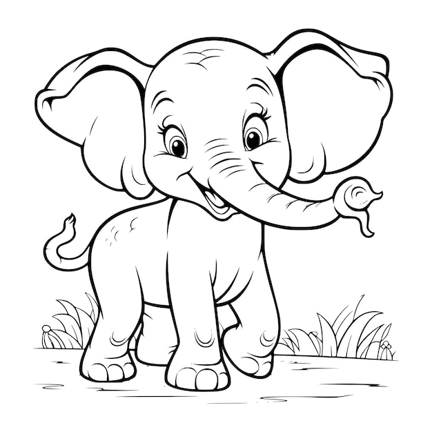 Baby Elephant Coloring Page Drawing For Kids