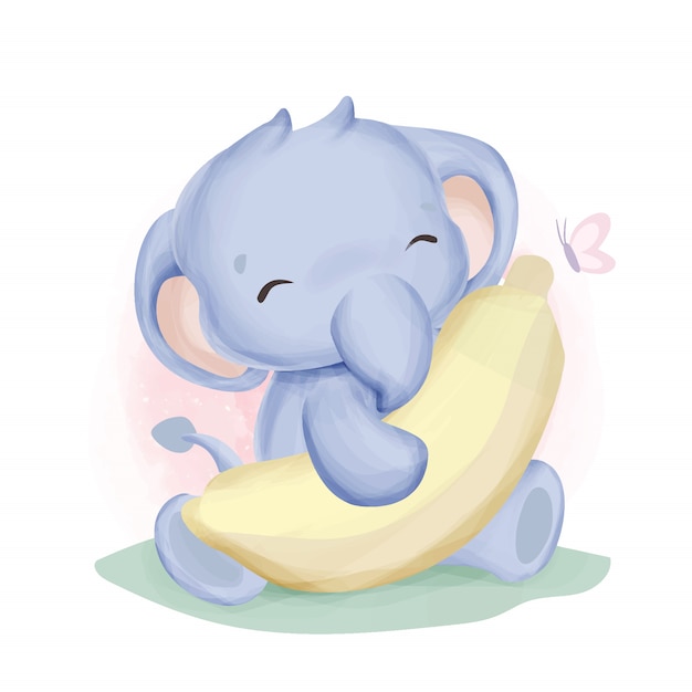 Baby elephant and her banana