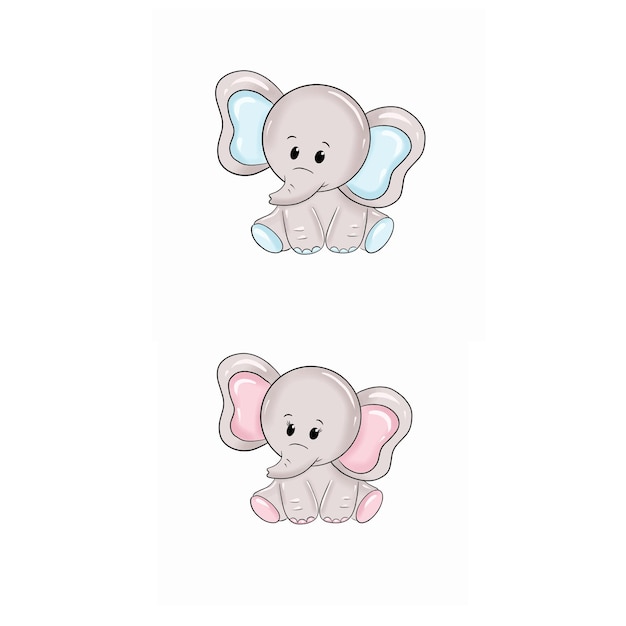 Vector baby elephants boy and girl