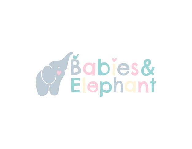 Baby Elephants Shop Business Logo Design Template