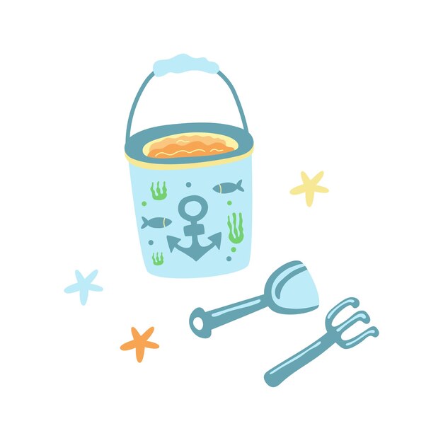 Baby emmer met spatula kinderen plastic speelgoed vector illustratie