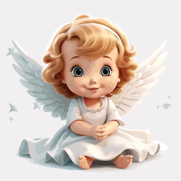 Baby-engel vector op witte achtergrond