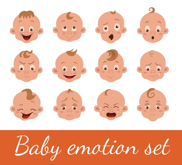 Vector baby facial expression isolated on white