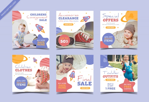 Vector baby fashion sale instagram post collection template