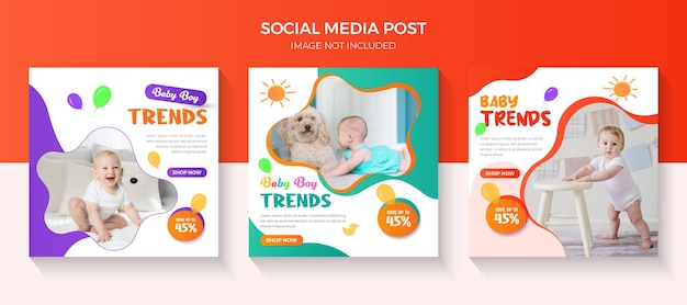 Vector baby fashion sale and kids fashion sale social media ads collection design baby fashion sale banner