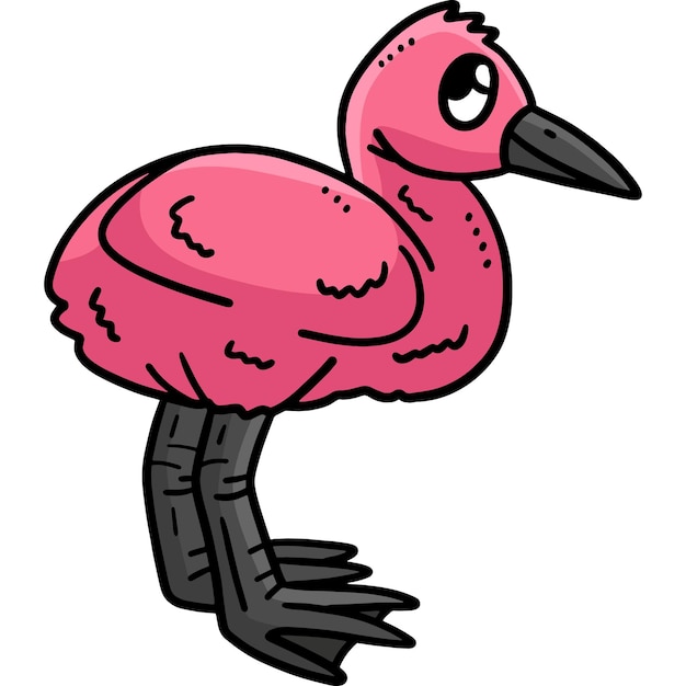 Baby Flamingo Cartoon Colored Clipart Illustration