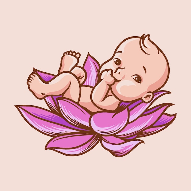 Vector baby flowers illustration baby on flowers logo vector illustration